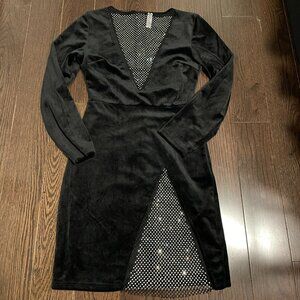 Black Velvet Rhinestone Dress